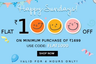 India Desire : Yepme Happy Sunday Offer : Get Rs 1000 Off On Rs 1699 Or Above Purchase + Extra 25% Cashback